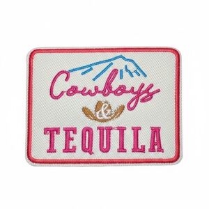 Cowboys & Tequila Embroidered Iron On Patch 3x4” Western DIY